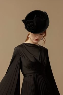 Black Belgravia Rose Hat -Hat Couture Shop BLACK BELGRAVIA ROSE HAT 5