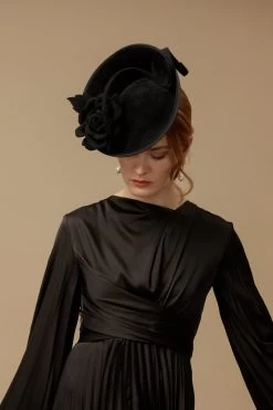 Hat Couture Shop -Hat Couture Shop BLACK BELGRAVIA ROSE HAT EDITED 4