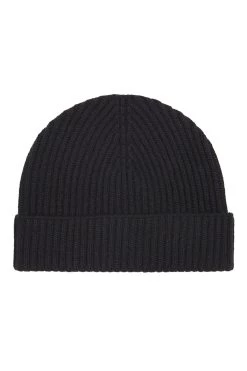 Black Cashmere Ski Beanie -Hat Couture Shop BLACK CASHMERE SKI BEANIE 1