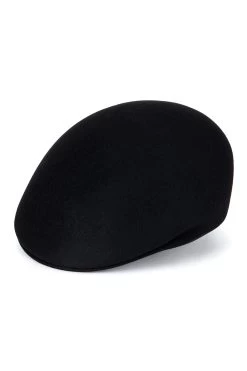 Blocked Felt Cap 12 Blocked Felt Cap -Hat Couture Shop BLOCKED FELT CAP BLACK Product Shot 1