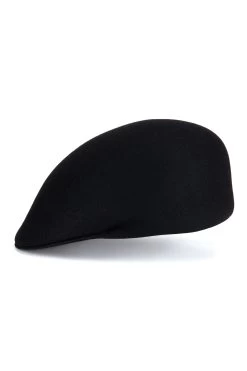 Blocked Felt Cap 13 Blocked Felt Cap -Hat Couture Shop BLOCKED FELT CAP BLACK Product Shot 2
