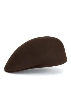 Blocked Felt Cap 9 Blocked Felt Cap -Hat Couture Shop BLOCKED FELT CAP BROWN Product Shot 2