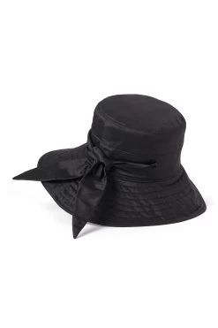 Brigitte Silk Sun Hat -Hat Couture Shop BRIGITTE SILK SUN HAT BLACK 1