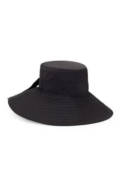 Clemence Silk Sun Hat -Hat Couture Shop CLEMENCE SILK SUN HAT BLACK 1