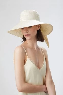 Clemence Silk Sun Hat -Hat Couture Shop CLEMENCE SILK SUN HAT CREAM EDITED 2