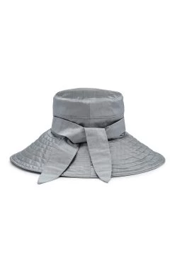 Clemence Silk Sun Hat -Hat Couture Shop CLEMENCE SILK SUN HAT SILVER 2