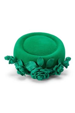 Cottesmore Pillbox -Hat Couture Shop COTTESMORE PILLBOX EMERALD GREEN