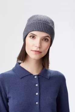 Grey Cashmere Ski Beanie -Hat Couture Shop GREY CASHMERE SKI BEANIE EDITED 2