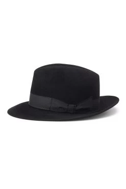 Haydock Black Fedora 9 Haydock Black Fedora -Hat Couture Shop HAYDOCK BLACK TRILBY Product Shot 3