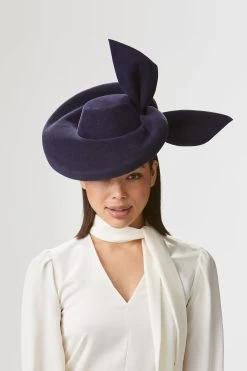 Hedy Navy Percher Hat -Hat Couture Shop HEDY NAVY PERCHER HAT EDITED