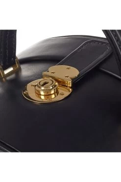 Leather Hat Box -Hat Couture Shop LEATHER HAT BOX BLACK 4