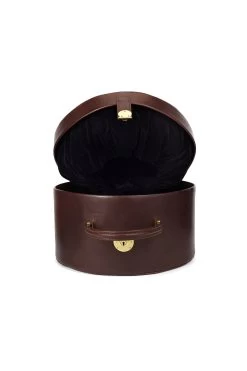 Leather Hat Box -Hat Couture Shop LEATHER HAT BOX BROWN 4