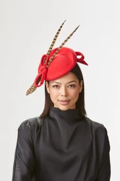 Loretta Red Percher Hat -Hat Couture Shop LORETTA RED PERCHER HAT EDITED