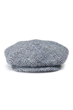 Muirfield Herringbone Bakerboy Cap 11 Muirfield Herringbone Bakerboy Cap -Hat Couture Shop MUIRFIELD HERRINGBONE BAKERBOY CAP BLUE Product Shot 2