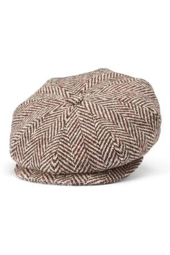 Muirfield Herringbone Bakerboy Cap 13 Muirfield Herringbone Bakerboy Cap -Hat Couture Shop MUIRFIELD HERRINGBONE BAKERBOY CAP BROWN Product Shot 1