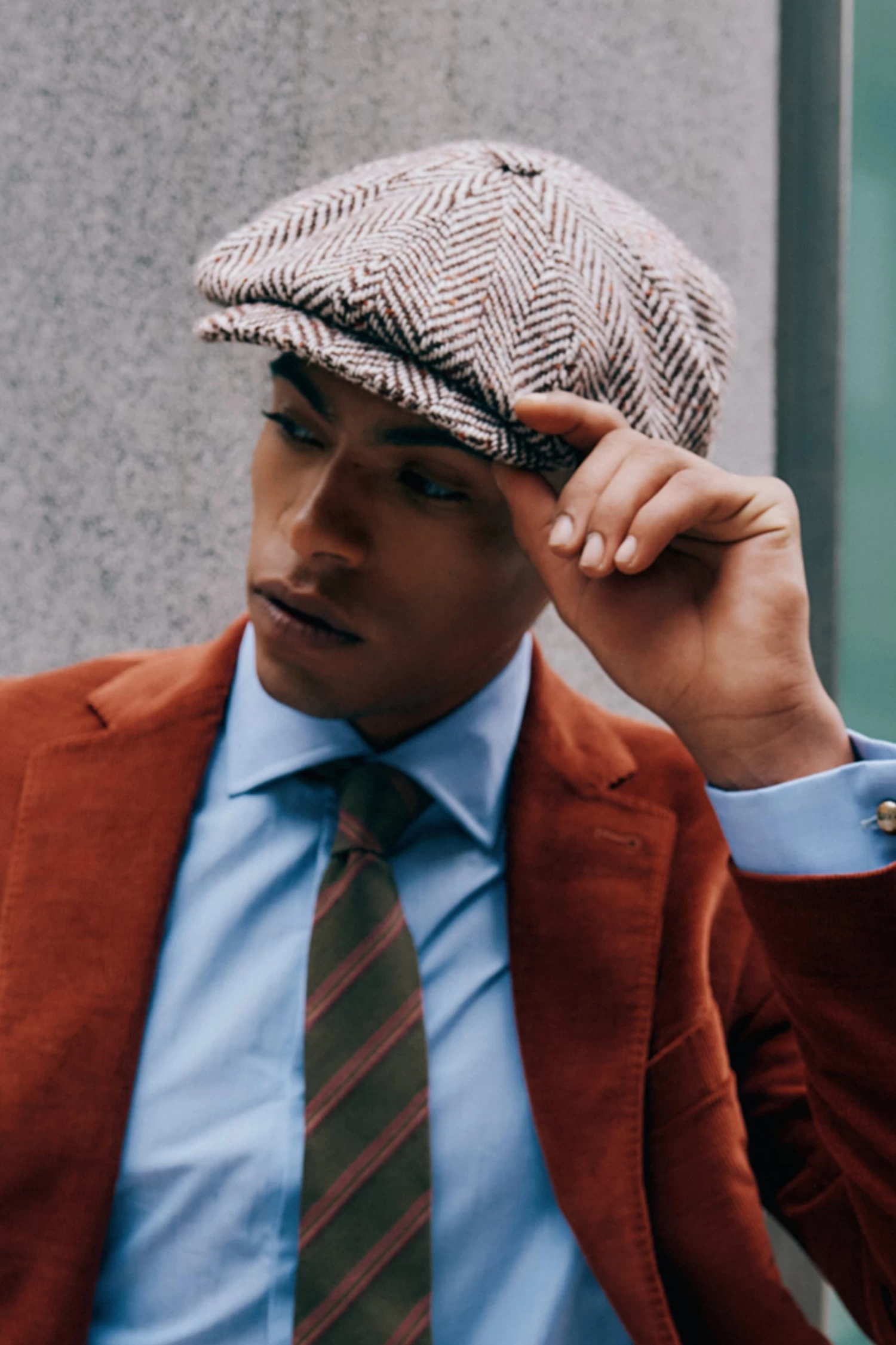 Muirfield Herringbone Bakerboy Cap 1 Muirfield Herringbone Bakerboy Cap