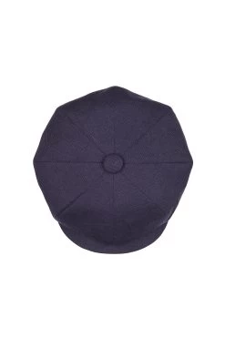 Navy Linen Muirfield Bakerboy Cap -Hat Couture Shop NAVY LINEN MUIRFIELD BAKERBOY CAP Product Shot 3