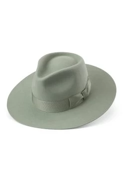 Hat Couture Shop -Hat Couture Shop TONI GREEN FLAT BRIM FEDORA 1