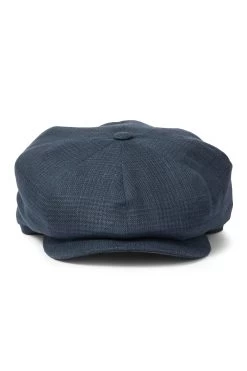 Tremelo Linen Navy Check Bakerboy Cap -Hat Couture Shop TREMELO LINEN NAVY CHECK BAKERBOY CAP Product Shot 2