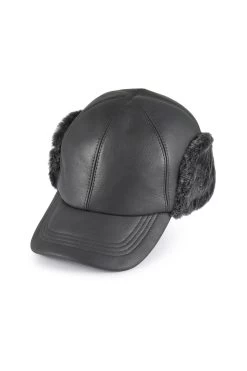 Winnipeg Sheepskin Baseball Cap -Hat Couture Shop WINNIPEG SHEEPSKIN BASEBALL CAP BLACK 1
