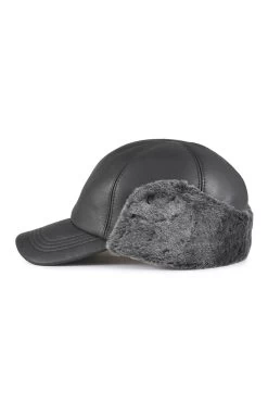 Winnipeg Sheepskin Baseball Cap -Hat Couture Shop WINNIPEG SHEEPSKIN BASEBALL CAP BLACK 2